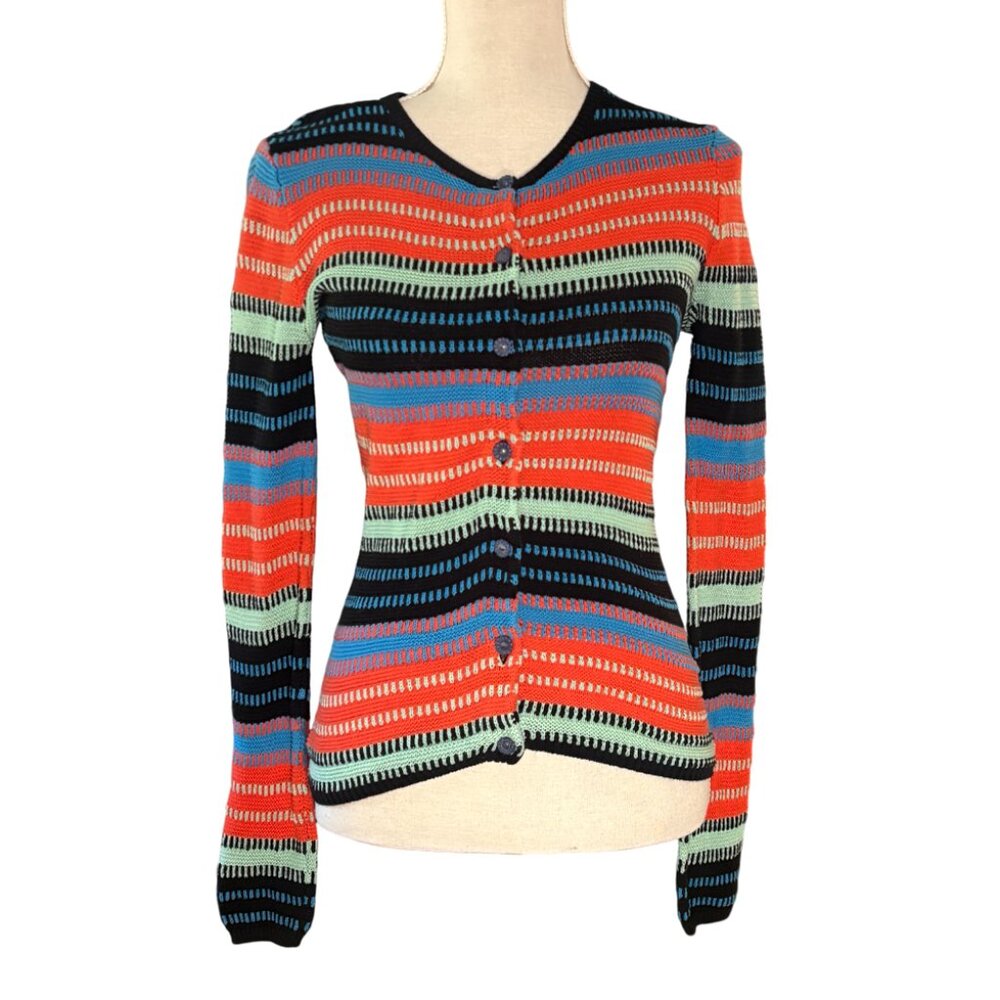 Manoush striped cardigan sweater size S small cotton multicolored button